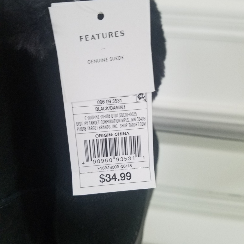 Black Faux Fur Lined Suede Winter Boots - Picture 8 of 8